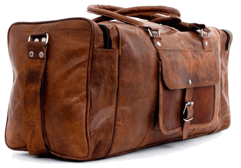 28 Inch Craftshades – 3 Compartments (Expandable) Handcrafted Duffle Goat Leather Bag (Brown) | 100% Genuine Leather