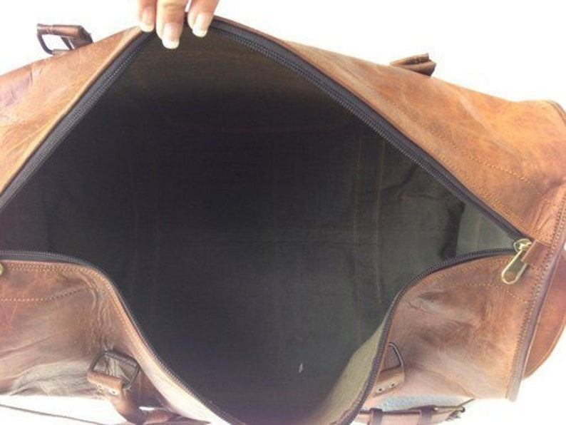 Craftshades – 20 Inch Handcrafted Curved Duffle Goat Leather Bag | 100 Genuine Leather