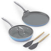 Asai Ceramic Non Stick 3 Pc Cookware Set | Frying Pan (24cm) + Lid, Dosa Tawa (28cm)