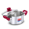 Prestige Platina Popular Stainless Steel Unique Impact Forged Bottom Casserole with Glass Lid (Silver)