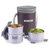 Borosil Glory Lavender Lunch Box Set of 3 Tall (280ml x 2 + 460ml x 1)