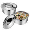 Kraft Stainless Steel Serving Bowl with Lid Set of 2 pcs - 18cm