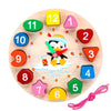 WISHKEY Wooden Learning Clock with Bead Lace, Educational Digital Analog Numbers, Shape & Color Learning