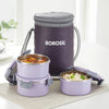 Borosil Glory Lavender Lunch Box with SS Bottle (460ml x 1 + 280ml x 2 + 600ml Bottle)