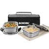 Borosil Feast Steel Horizontal Square Tiffin Box Set of 4 (400ml each)