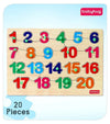 Babyhug Premium 20 pcs Wooden Number Board puzzle for Toddlers