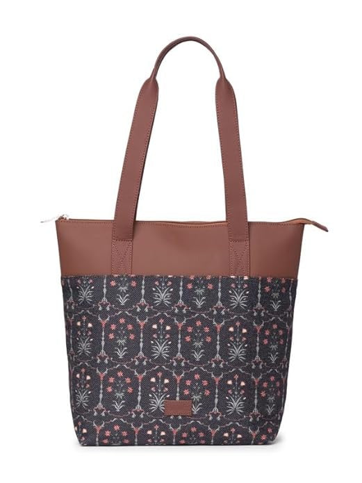 Zouk Printed Women's Jute Handcrafted & Leather Everyday Tote Bag