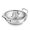 Bergner Be Essentials Triply Stainless Steel 18cm | 1.4 L Kadai With Flat Glass Lid