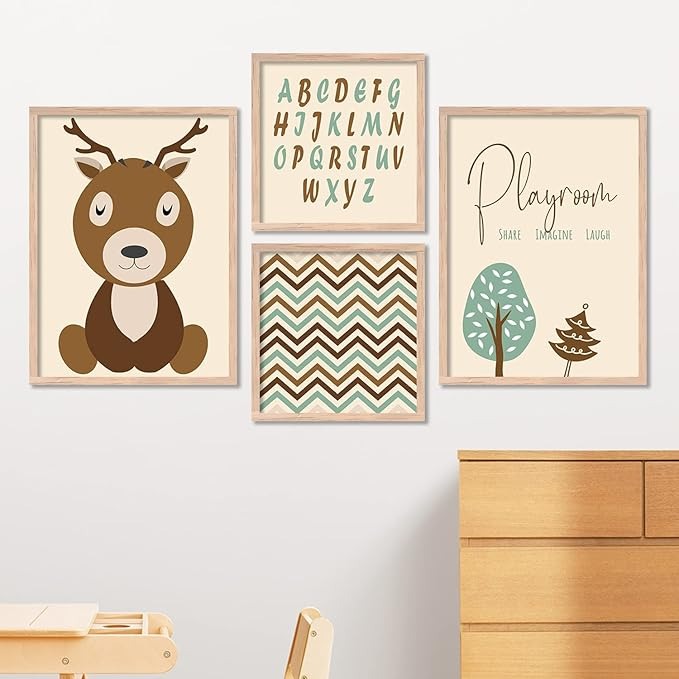 Kotart Alphabets Educational Framed Wall Posters for Kids Room Wall De