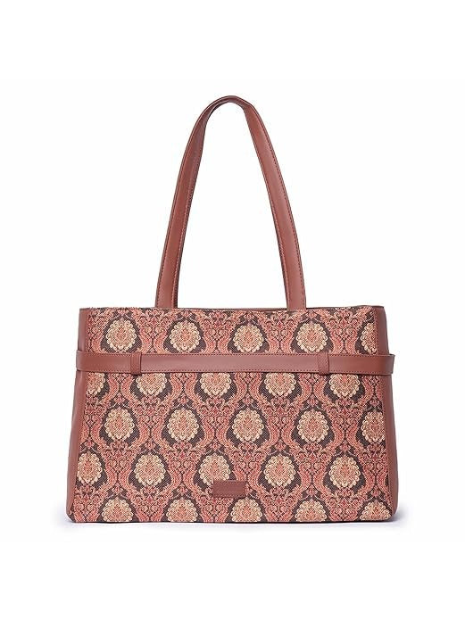 Zouk Women's Jute Handcrafted Vegan Leather Statement Office Shoulder Bag
