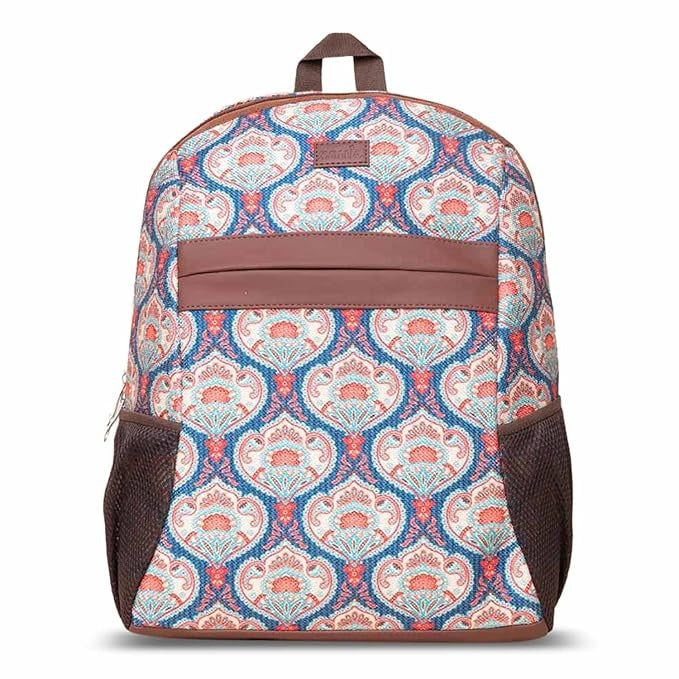 Zouk Printed Women's Jute Handcrafted Vegan Leather Multicolor Classic Backpack