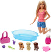 Barbie Doll Playset with 3 Puppies Bathtub