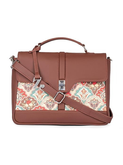 Zouk Women's Vegan Leather & Jute Satchel bag with Adjustable Strap Top Handle