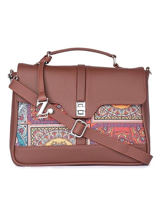 Zouk Women's Vegan Leather & Jute Satchel bag with Adjustable Strap Top Handle