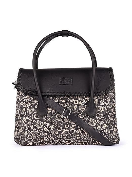 Zouk Printed Jute Handcrafted Vegan Leather & Jute Multicolor Women's Satchel Bag