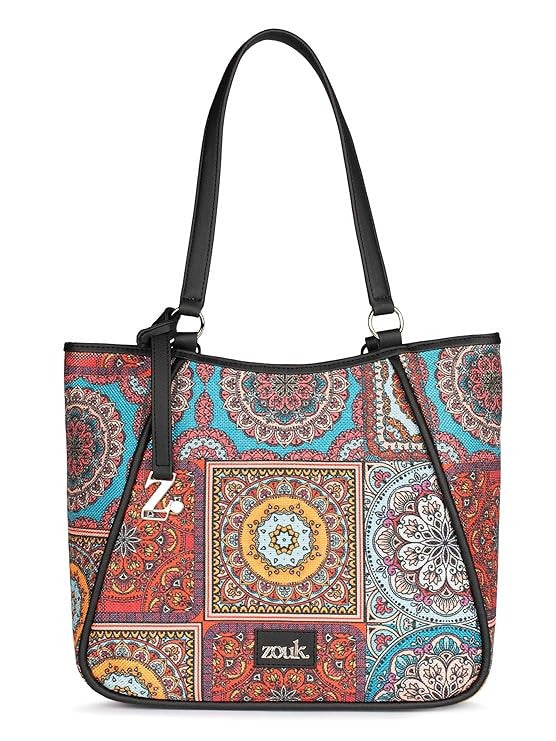 Zouk Naisha Tote Jute & Leather Handbag for Women