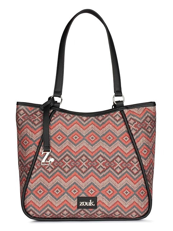 Zouk Naisha Tote Jute & Leather Handbag for Women