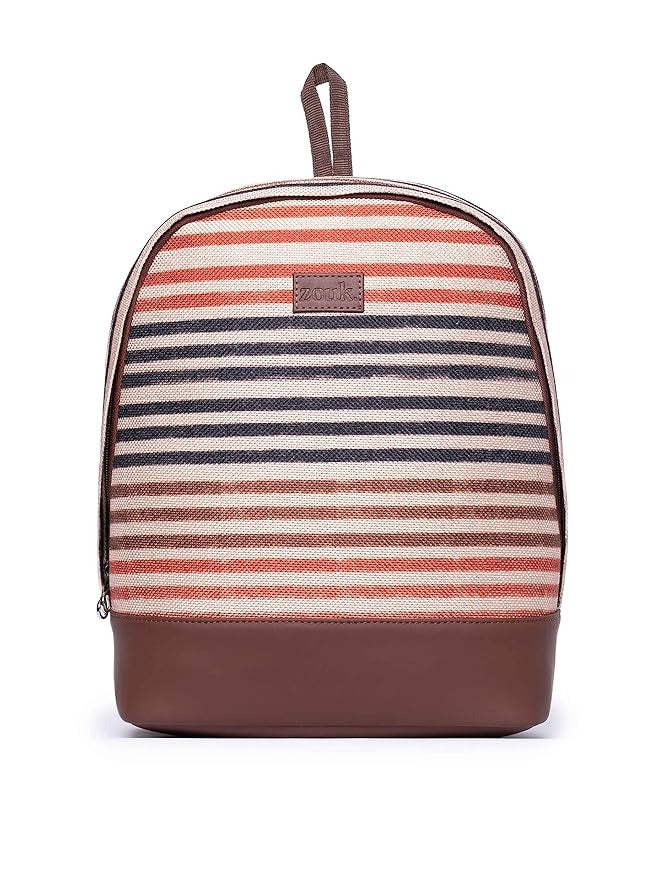 Zouk Printed Women's Jute Handcrafted Vegan Leather Multicolor Daypack/Backpack