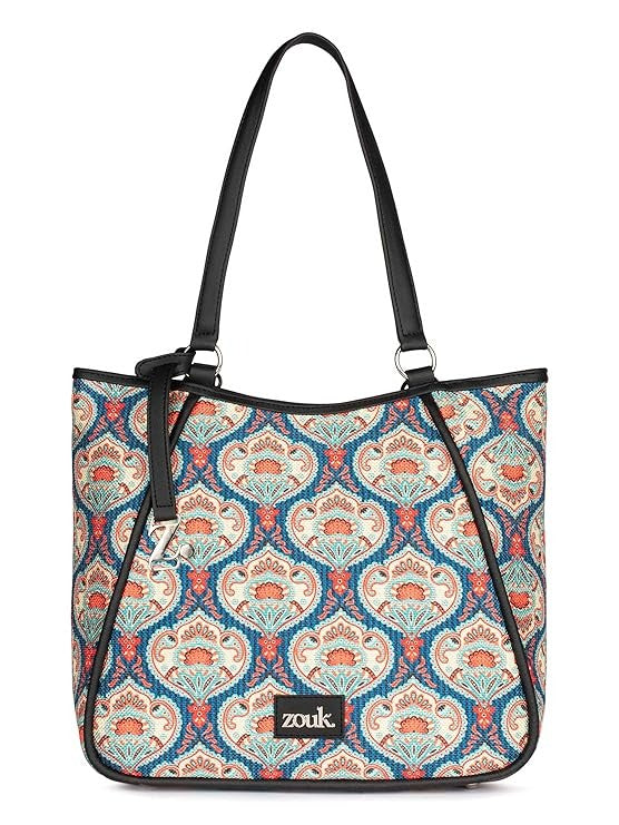 Zouk Naisha Tote Jute & Leather Handbag for Women