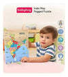Babyhug India Map Wooden Pegged Puzzle - 19 Pieces