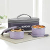 Borosil Glory Lavender Lunchbox Set of 2 Flat