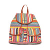 Astrid Multicolor Cotton Girls Backpack With External Pockets In Front Colour Stylish Multicolor Greenish Stripes