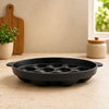 Tosaa Non-Stick 12-Cavity Appam Patra with Stainless Steel Lid - Black