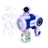 WISHKEY Astronaut Theme Bubble Gun Toy for Kids, Leak-Proof Bubble Blower Machine with Colorful LED Light