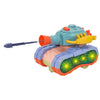 WISHKEY Plastic Bump and Go Tank Toy for Kids, Battery Operated Cartoon Design Tank Toy with Flash Lights and Music