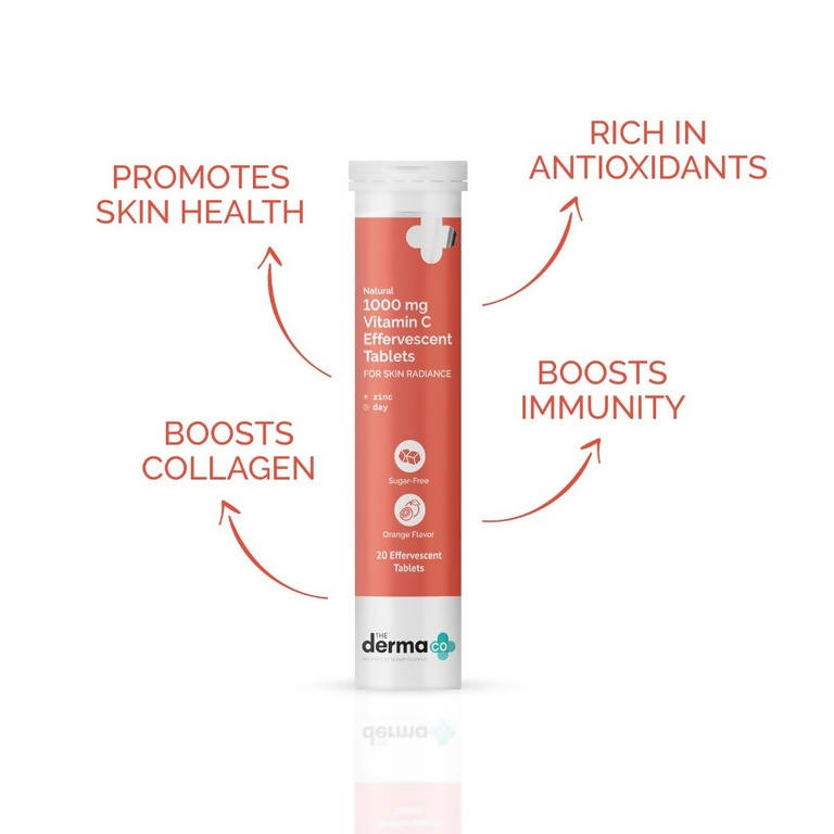 The Derma Co 1000 mg Vitamin C Effervescent Tablets For Skin Radiance - 20 tabs