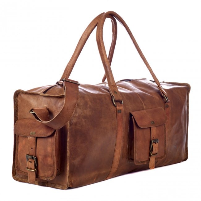Craftshades – 22 Inches 4 Edges Handcrafted Duffle Goat Leather Bag | 100% Genuine Leather Bag
