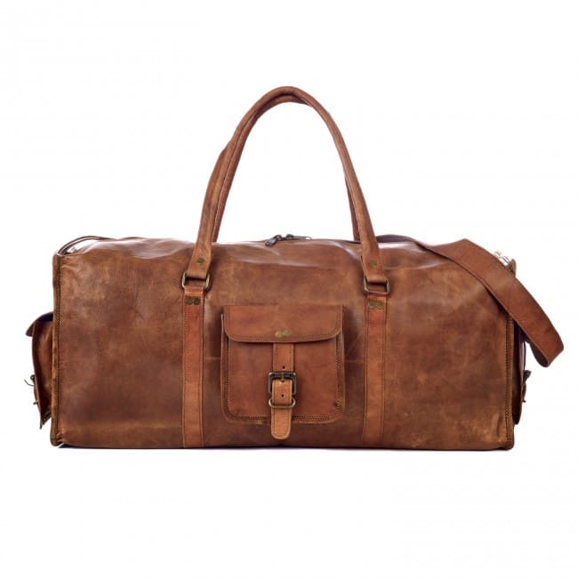 Craftshades – 22 Inches 4 Edges Handcrafted Duffle Goat Leather Bag | 100% Genuine Leather Bag