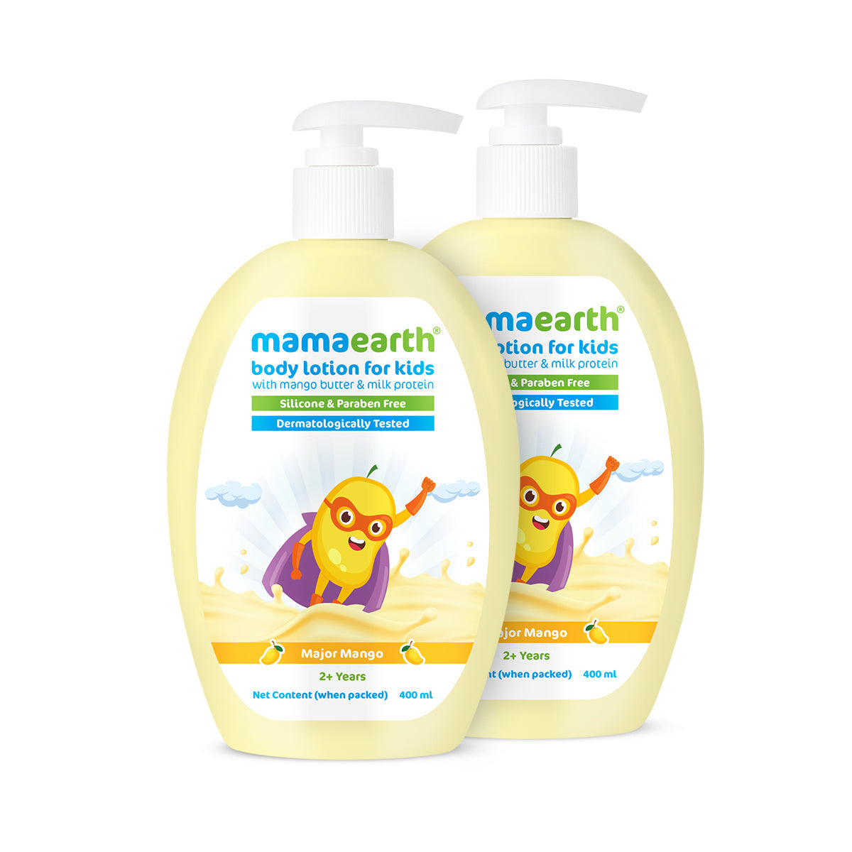 Mamaearth Major Mango Body Lotion For Kids Milk Protein - 400 ml - Pack of 2