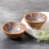 Nestroots Grey Printed Mango Wood Serving Bowls Set of 2
