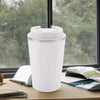 Kuber Industries Stainless Steel Insulated Coffee Cup with Sipper | 380 ML | White