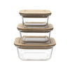 The Better Home Zest Series Borosilicate Food Containers with Bamboo Lid | 3pcs 320ml 520ml 800ml