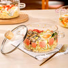 UMAI Borosilicate Glass Saucepan 1.45L with Lid Handle Gas Stove Microwave Safe Red Green
