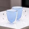 UMAI Double Walled Glass Coffee Mug Set of 2 (400ml) | Blue