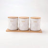 UMAI Ceramic Jars Set with Bamboo Lid and Tray | 3pcs 750ml Each | White | Kitchen Storage