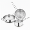 Esspy Tri-Ply Stainless Steel Cookware Set | Kadai + Frypan + Tea/Milk/Sauce pan | Premium Quality | 3 Layer Thick Body | 100% Toxin-free | Non-stick | Induction & Gas Compatible