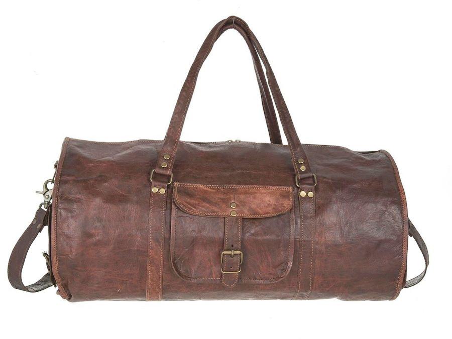 Craftshades – 20 Inch Handcrafted Curved Duffle Goat Leather Bag | 100 Genuine Leather