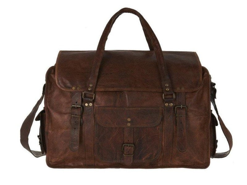 Craftshades – 20 Inch Handcrafted Travel Duffle Goat Leather Bag | 100 Genuine Leather