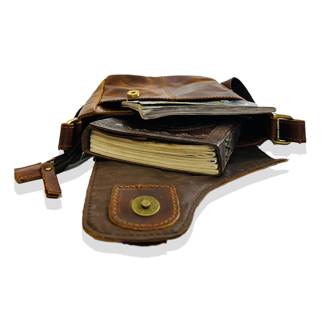 Craftshades – 9.11 Inch Buffalo Light Brown Leather Sling Bag