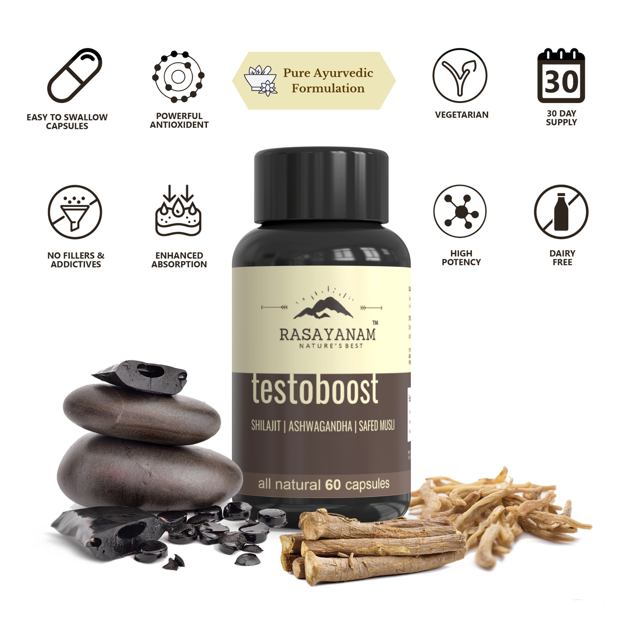 Rasayanam Testoboost - Shilajit Ashwagandha Safed Musli