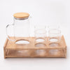 UMAI Glass Jug 950ml with Bamboo Tray + 4 Water Glasses 330ml Housewarming Gift Set