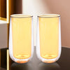 UMAI Double Wall Glass Coffee Mugs Set of 2 (240ml) | Yellow