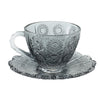 UMAI Glass Cup with Saucer (280ml) Set of 2 | Elegant | Transparent